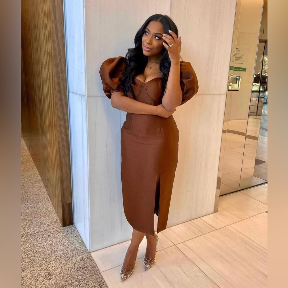 Brown midi dress